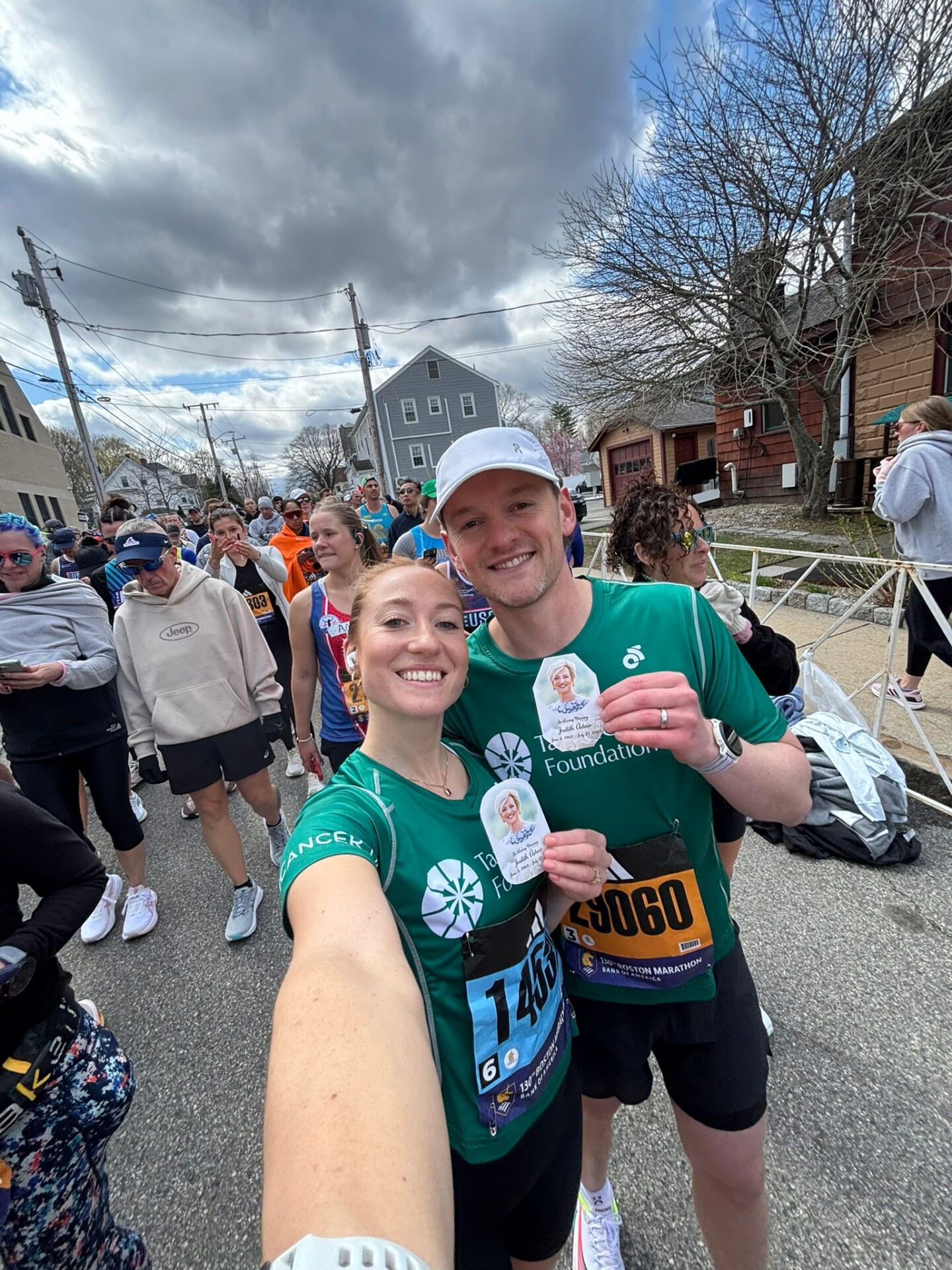 Boston Marathon 2026 Alex Sarah with Jude
